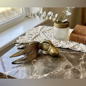 Vintage Brass Fantail Goldfish Figurine: Fish Paperweight